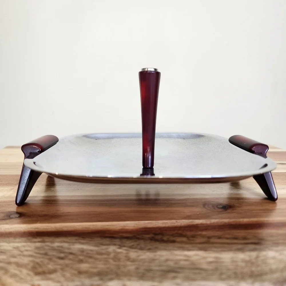 Vintage 60s Bakelite Serving Tray Square Dessert Tray - Picture 2 of 8